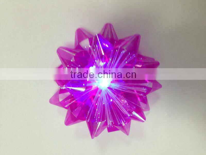 2013 New Design Gift Star Bow With LED Light/3.75" LED Lighting Party Decoration Star Ribbon Bows with fiber optic and bottom