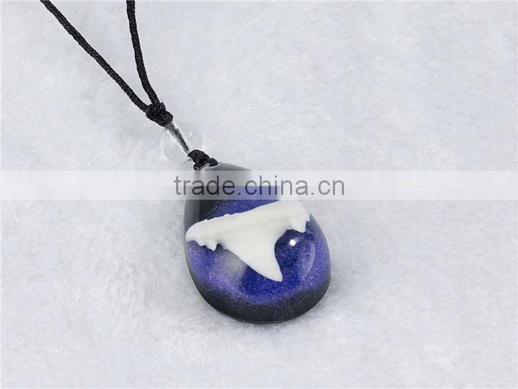 Colorful Shark teeth resin crystal necklace