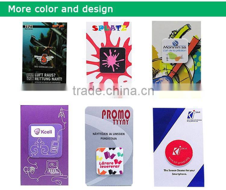 printed on both sides and printed poast card mobile phone screen cleaner