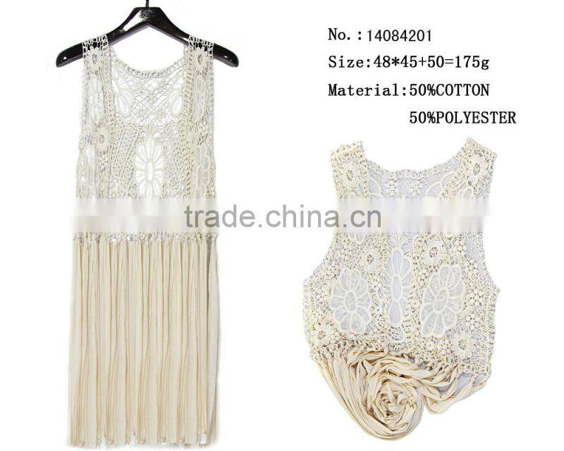 fashion lace waistcoat long tassel woman vest capes wrap