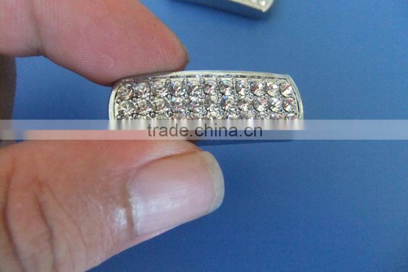 10mm Many Rhinestones Pane Rectangular Block Shape Slide Charms