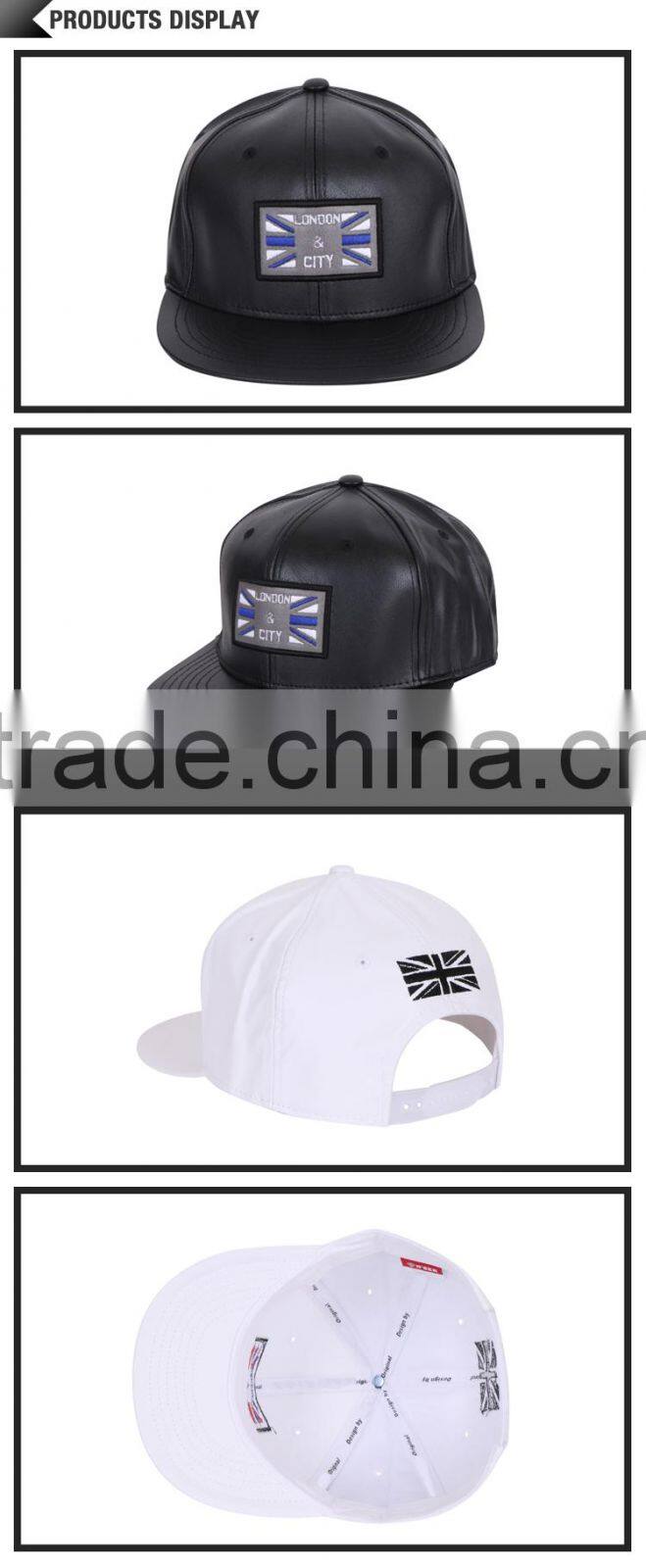 Blank Leather Snapback Cap Hip Hop Baseball Cap Leather strap back Hat