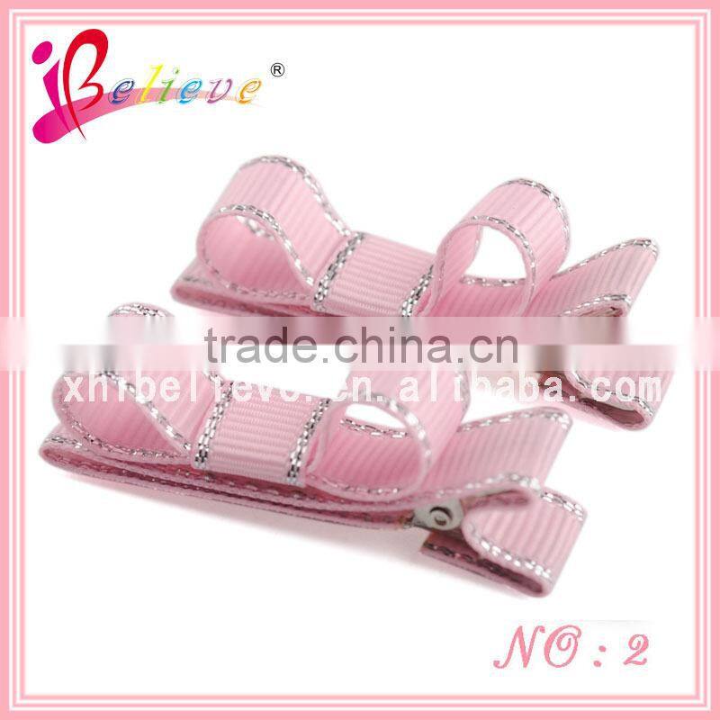 2014 Super hot sale kids hair accessories jewelry wholesale ribbon bow bobby pin (QRJ-0029)