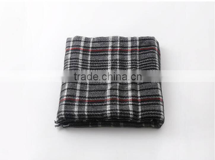 New Fashion Fringed Checked Plaid Acrylic Lady Poncho Shawl