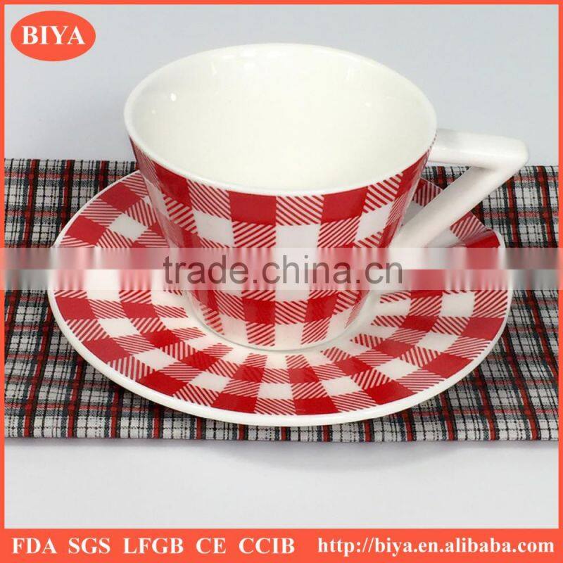 personalized tea cup saucer set New design Ceramic tea coffee cup and saucer with decal printing mug