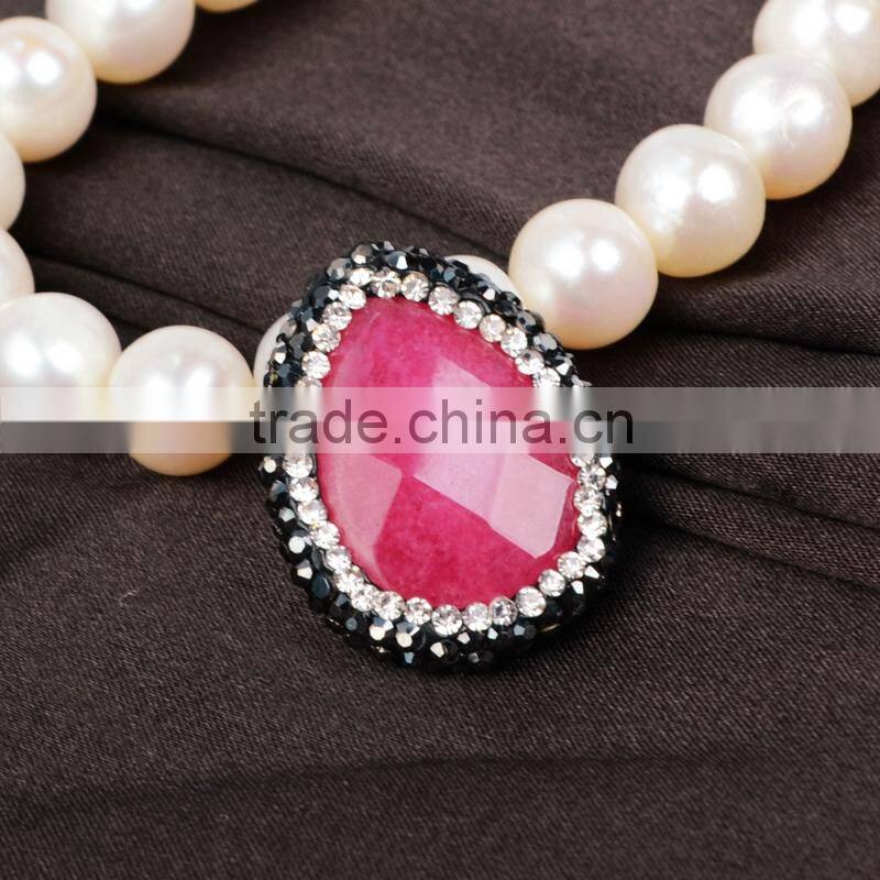 Peachblow jade faceted beads inlaid zircon paved beads, zircon jewelry wholesale with CZ paved cap