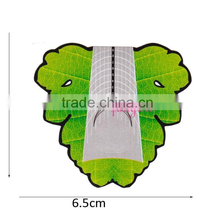 Good quality leave shape green thick salon gel nail form art tip extension forms