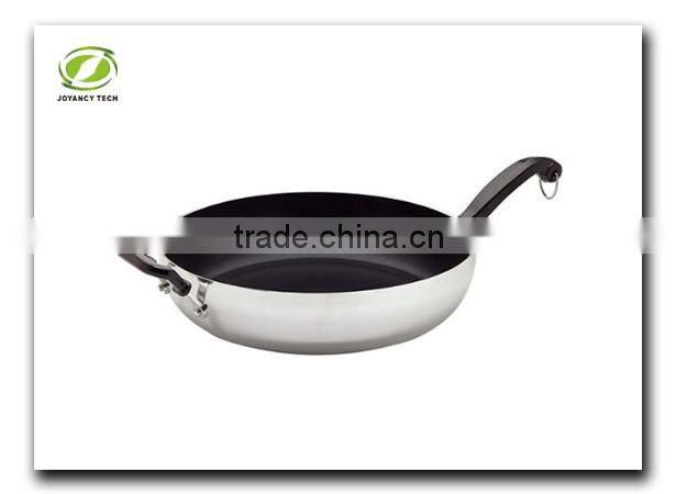 Aluminum Non-stick Pressed Unique Frying Egg Pizza Pan Wok with Pot Ear and Bakelite Handle