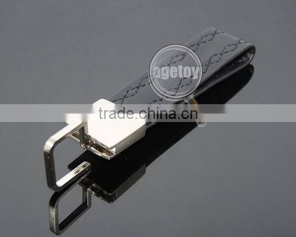 High Quality Promotional Black Genuine Leather Zinc Alloy Blank Metal Car Leather Keychain