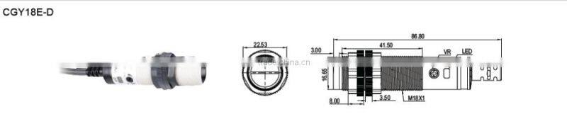 CNTD 2016 New Product Photoelectric Swtches High Reliability Sensors NPN NO 30CM CGY18E-D30NA