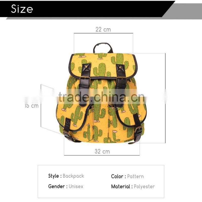 2016 3d printed mexico cactus Vintage Canvas Rucksacks Cute School Satchel Rucksack Backpack Campus Bag