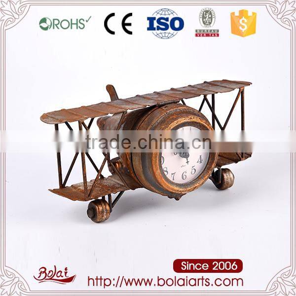 Orange rust design airplane shape round dial modern design clock