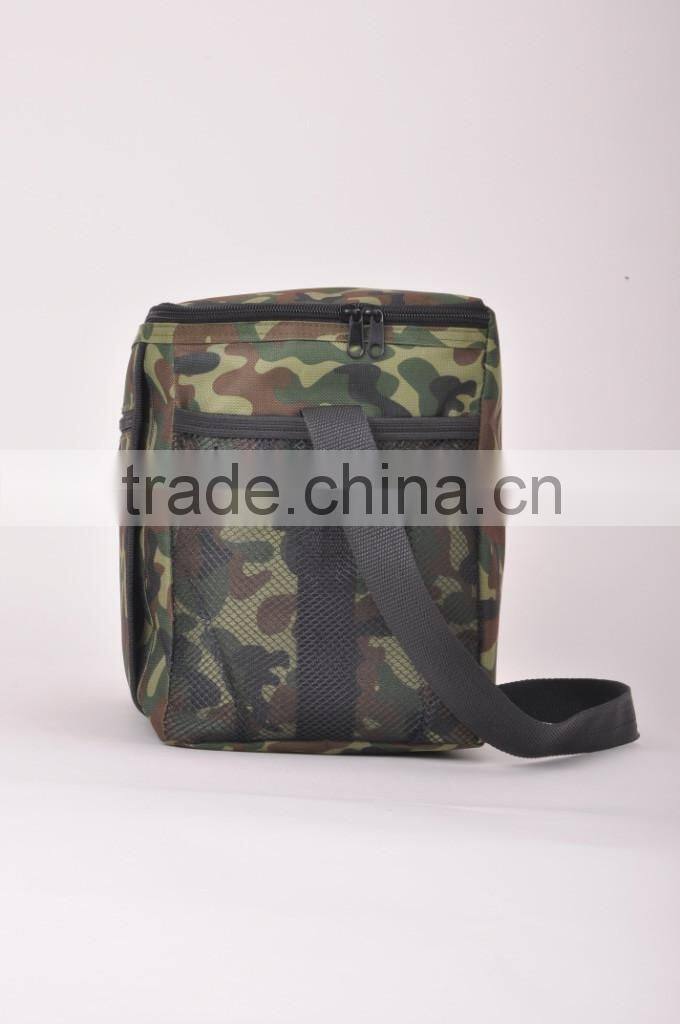 oxford 600D camouflage cooler lunch bag with mesh side pocket