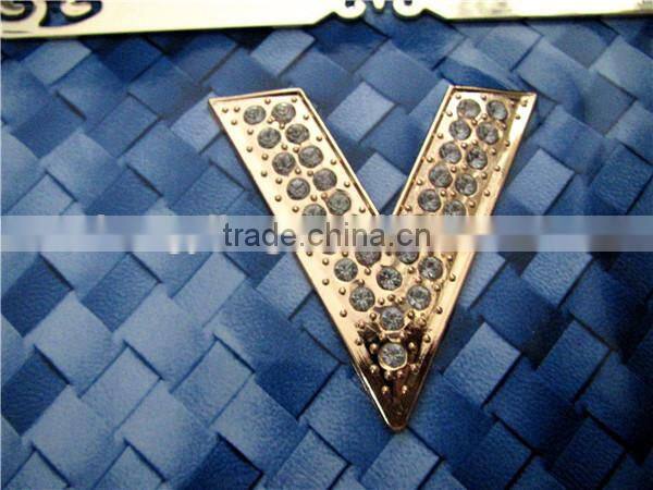 Fashionable woven print ladies pu leather long ladies wallet with iron chain