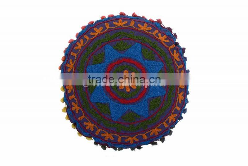 Indian Mandala Pillow Cover Decorative Throw Pillows Large Round Floor Cushions Pom Pom Roundie Boho Pillow Shams