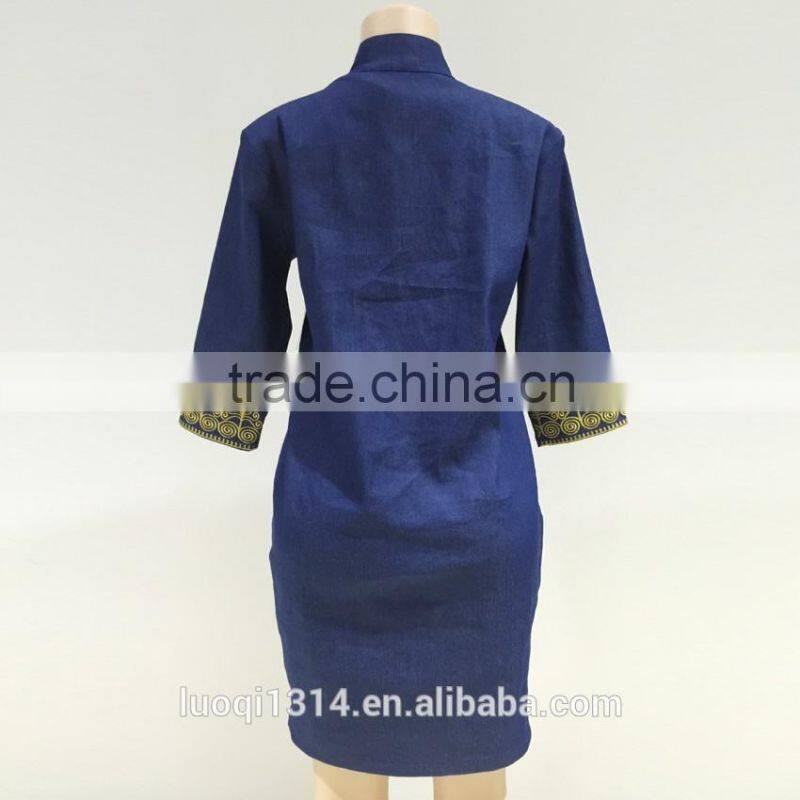 Fashion embroidery design women denim dresses