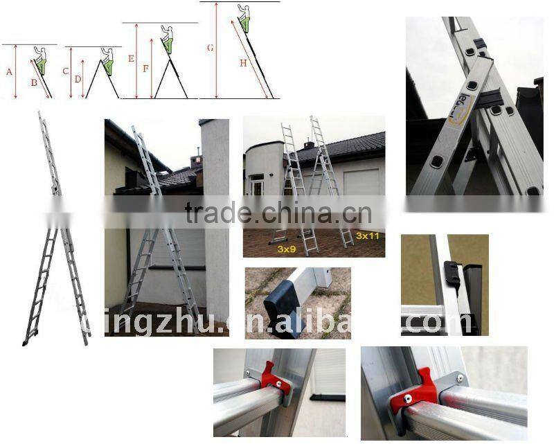 3 section aluminium extension ladder