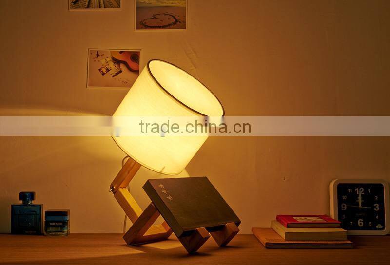 modern novel wood table lamp, adjustable wood neck reading lamp, wooden base lamp