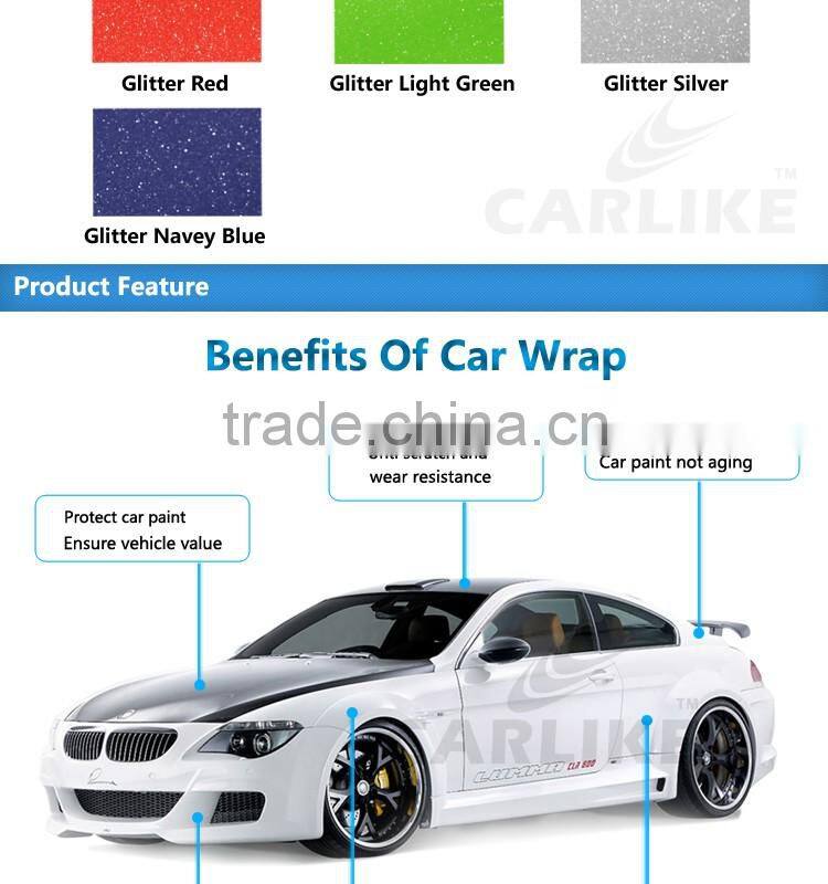 Self Adhesive White Matt Glitter Car Body Wrap Silver Vinyl Sticker Roll