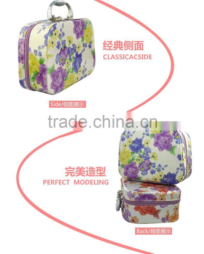 Womens Gilrs Waterproof Portable Coloful Makeup Box With Flowers