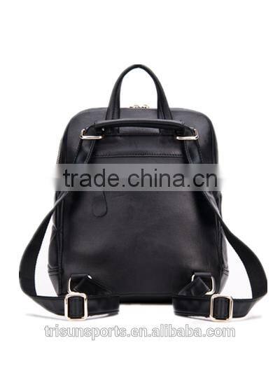 high quality korean style black woman leather leisure backpack