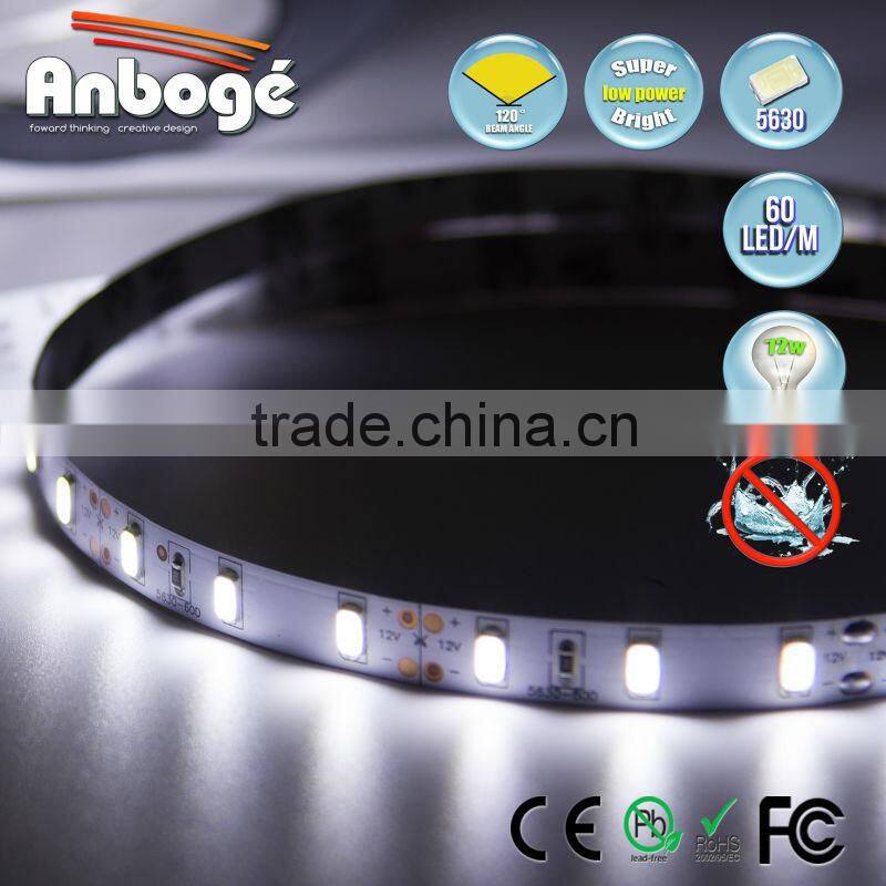NEW LOW FACTORY PRICE 12V 5630 SMD led flexible strip light 60 LED/M IP20 COLD WHITE