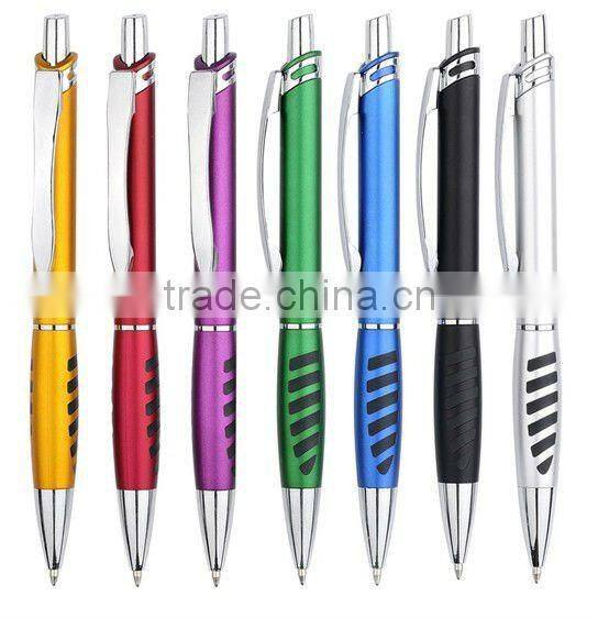 hot sale 2012 new design plastic ball point pens with secondary injection grip