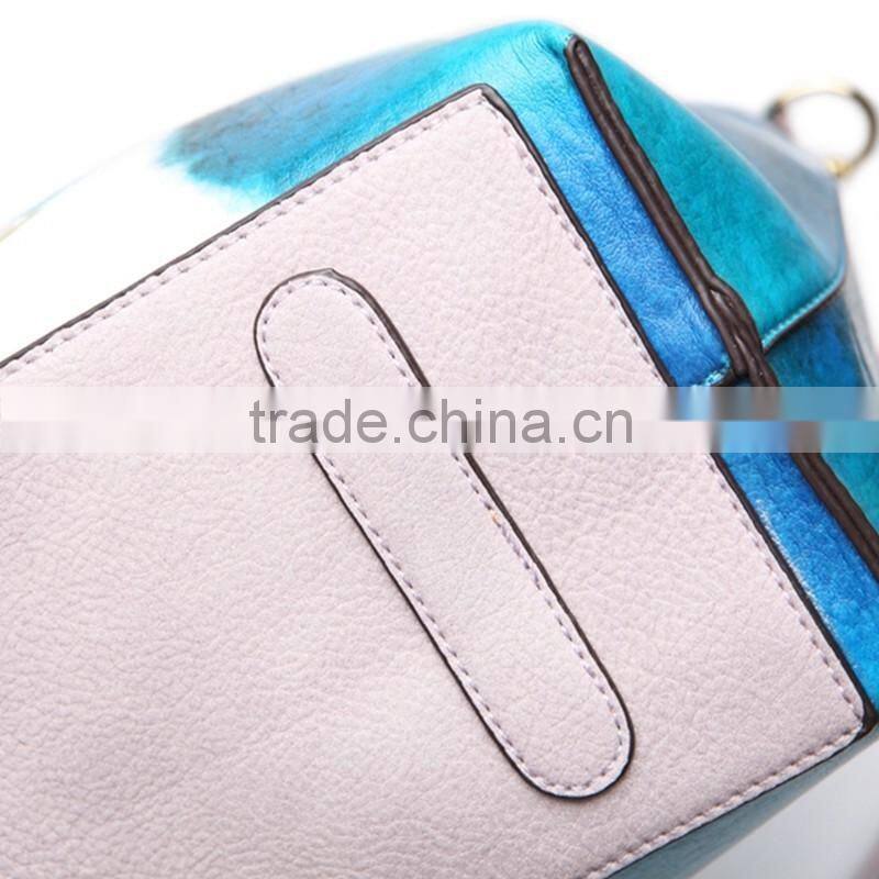 Trendy ladies printed shoulder bags leather handbags with printing pattern
