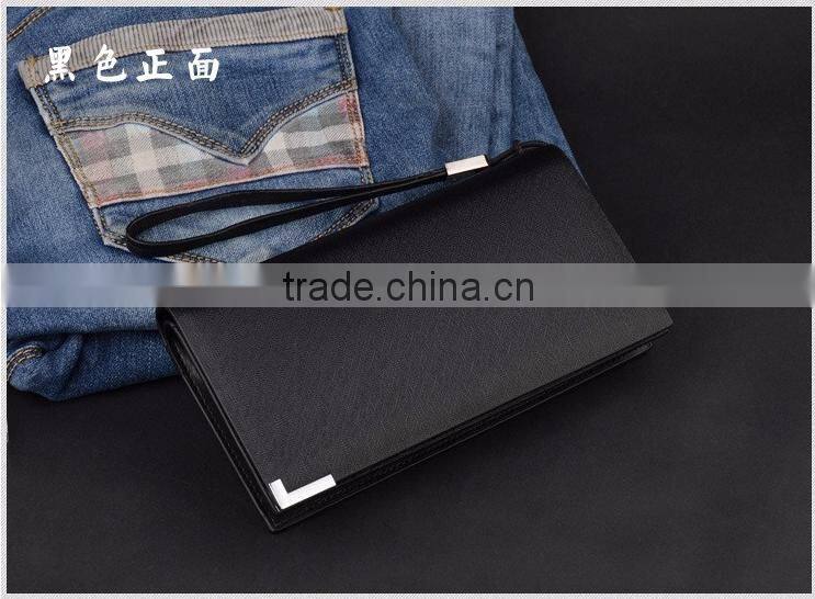 Low Cost Fashion PU Leather Unisex Card Long Wallet Hand Purse for Men