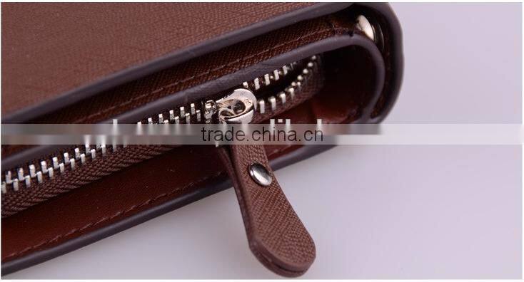 Low Cost Fashion PU Leather Unisex Card Long Wallet Hand Purse for Men