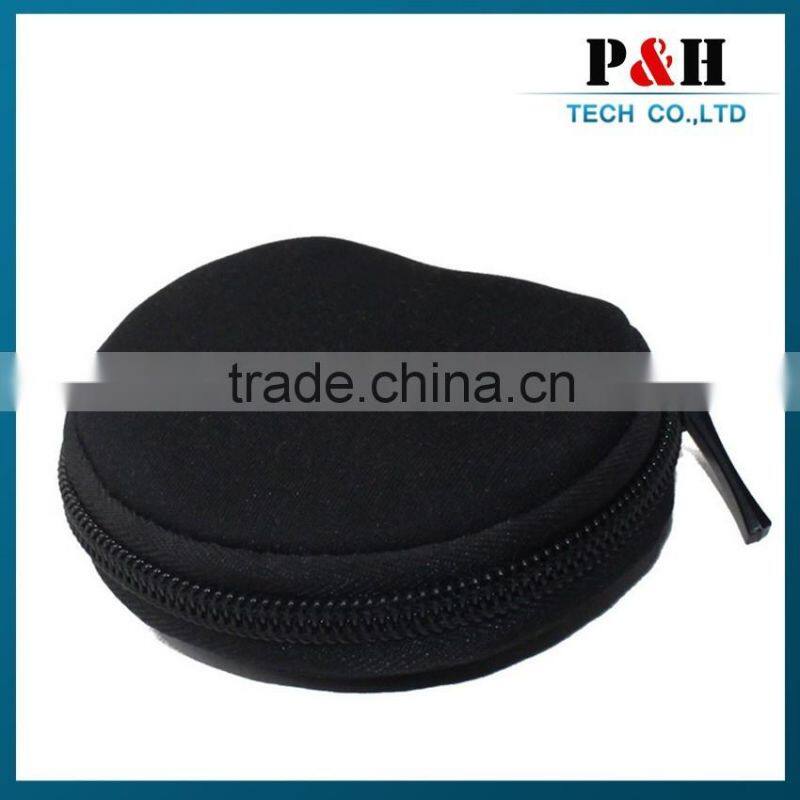 Personalized portable waterproof neoprene zipper earphone carrying case