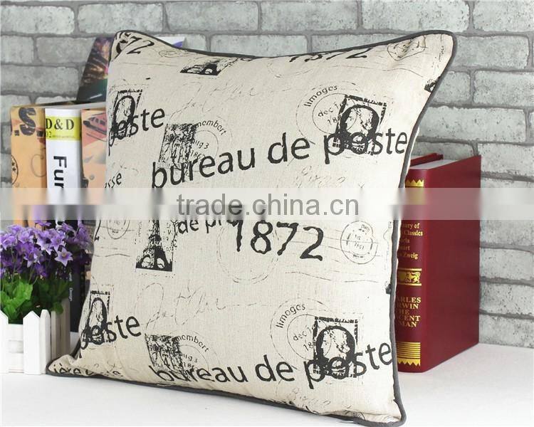 hot style mediterranean style English printing Eiffel Towe cushion cover Cloth art household cotton and linen hold pillow