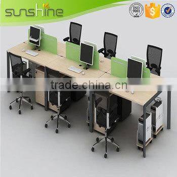 Sunshine furniture cheap 4 person office partition used wood laminate melamine finishing with mobile pedestal