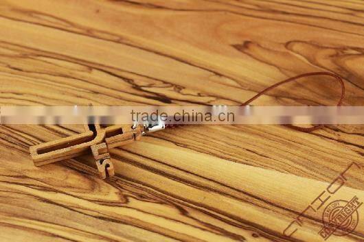 Olive Wood Jerusalem Cross Key Chain