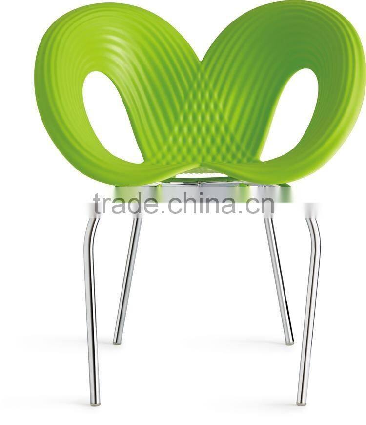 Modern Butterfly Shaped Dining Chairs Plastic Chairs with Metal Legs