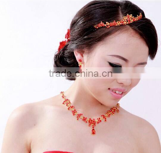 2016 Fashion Alloy Silver Plated Rhinestone Tiara Crown,Necklace,Earring Bridal Wedding Jewelry Set