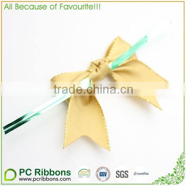 Handmade polyester ribbon twist tie gift bows for packing box