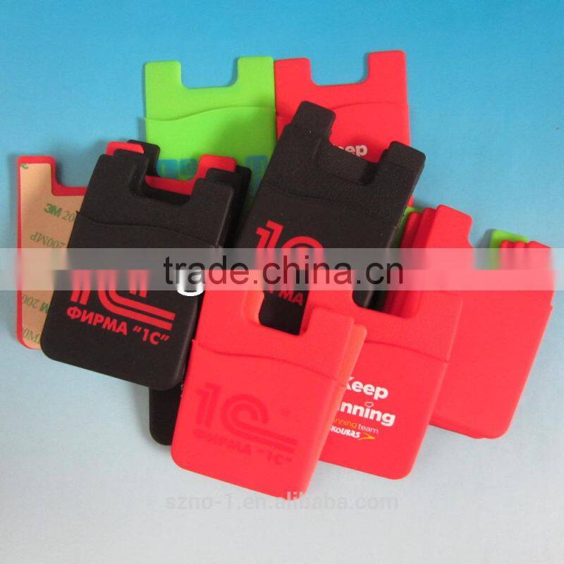 Wholesale customized logo business credit card holder silicone smart phone pocket