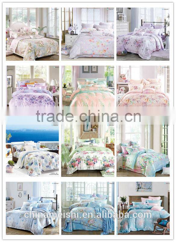 Lake Blue Color Tencel quilt cover set queen size 4 pcs bedding sheet
