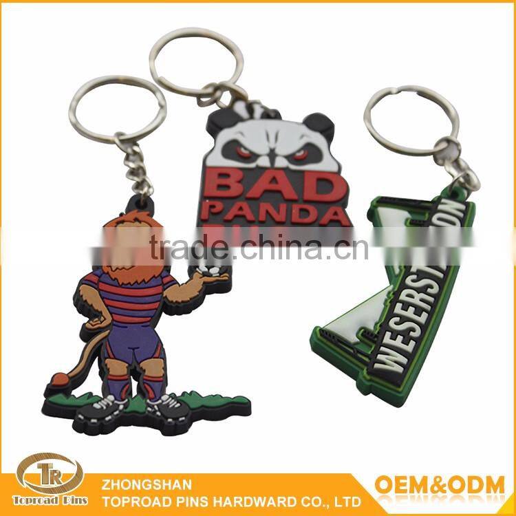 Zhongshan promotional craft manufacturer cheap custom metal plated key ring soft cartoon rubber keychain manufacturers
