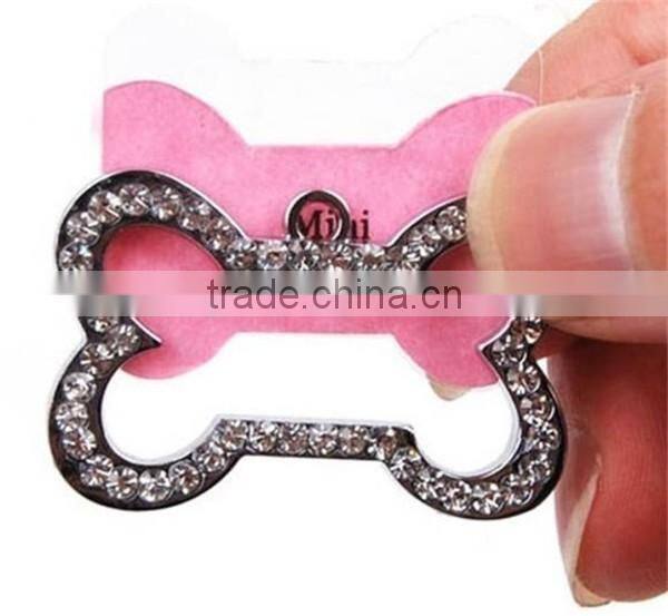32x20mm pet tags Rhinestone Bone-shaped Necklace Pendant Charm Pet Dog Cat ID Tag
