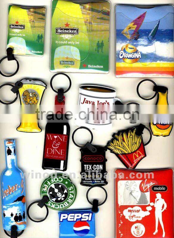 Hotsale LED PVC custom keychains with Keyring