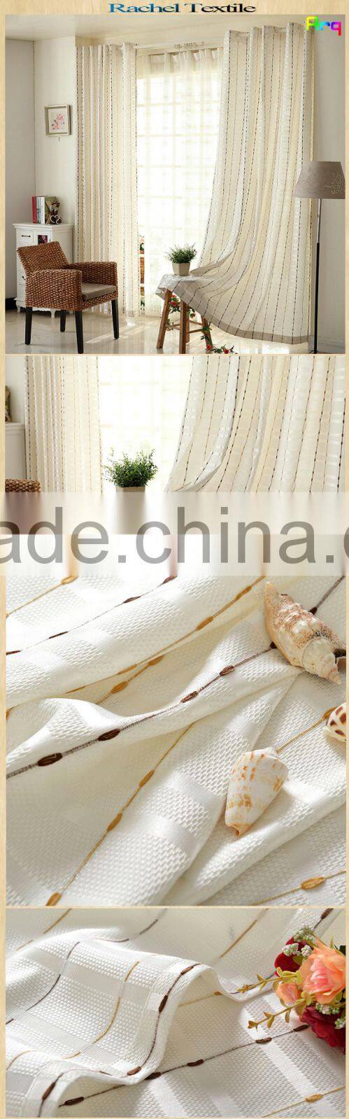 Pure light color design for curtain- Bead string pattern 100% polyester embroidery fabric- window/ living room modern curtain