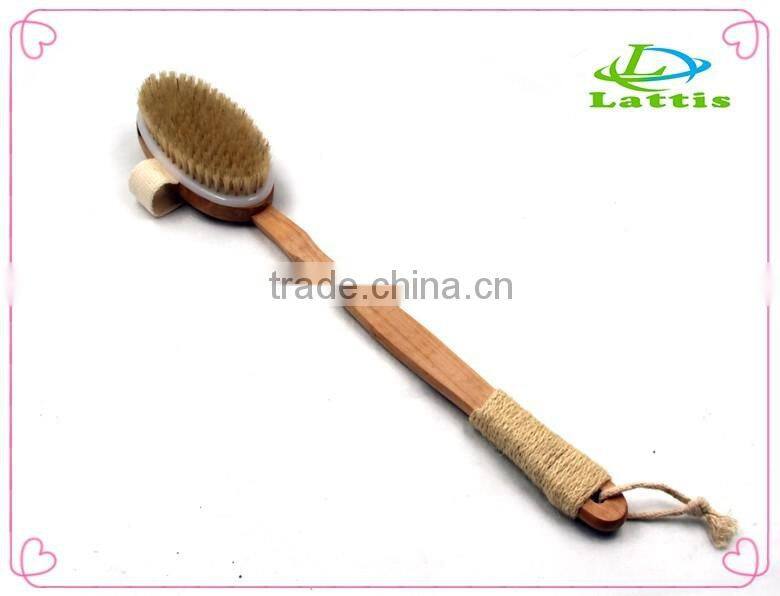 Natural Long Wood Massager Bath Shower Back Spa Scrubber Wooden Body Brush