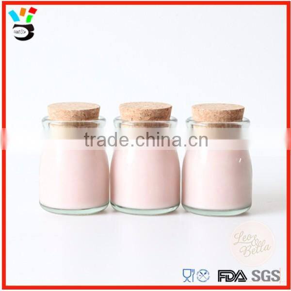 100ml glass milk jar/ bottle with cork lid/glass candy pot