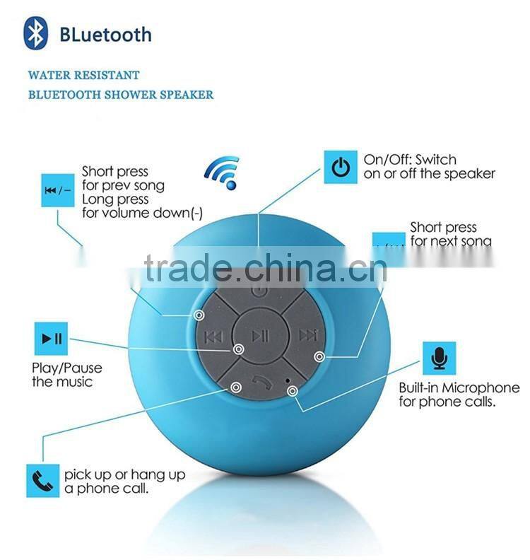 Wireless Stereo Shockproof Shower Waterproof Bluetooth Speaker With Suction Cup For Bathroom,Car,Outdoor Use