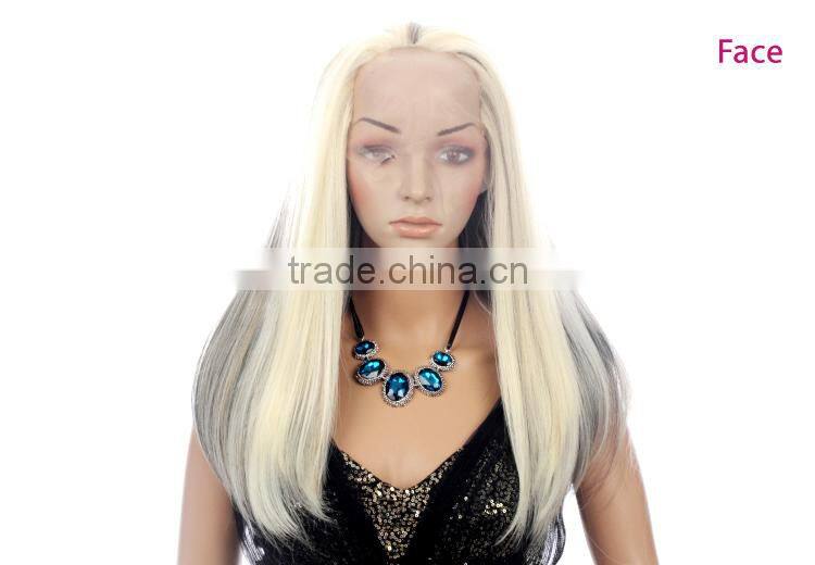 Whoesale cheap ponytail lacefront blonde wig ombre synthetic lace front wig