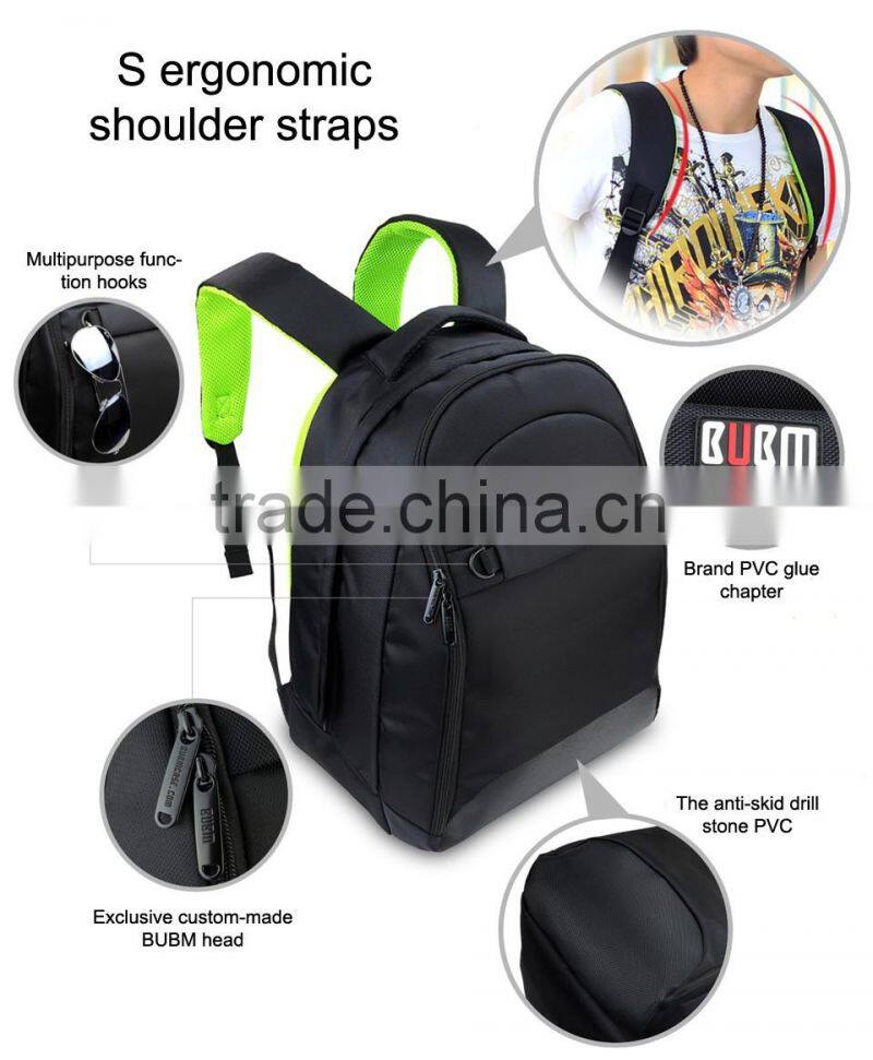 BUBM New arrived black custom nylon removable backpack laptop bags for 15inch
