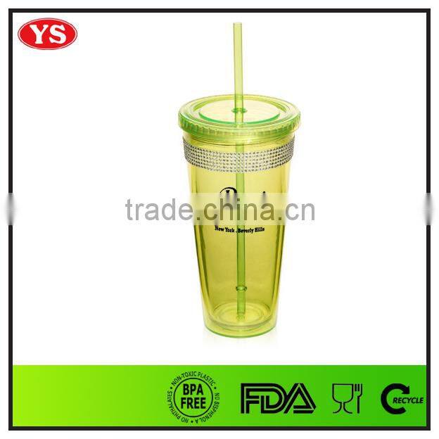 Customize/OEM 20 oz double wall starbucks plastic tumbler with straw
