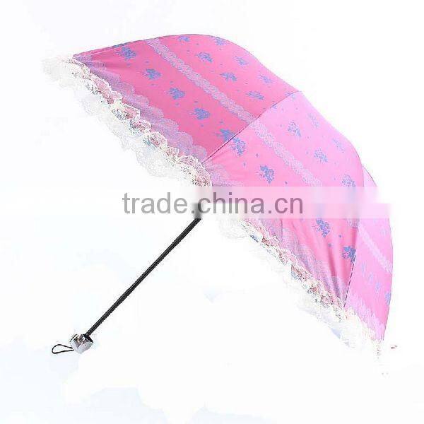 Fashion Lace Flower Print Long-handled Umbrella